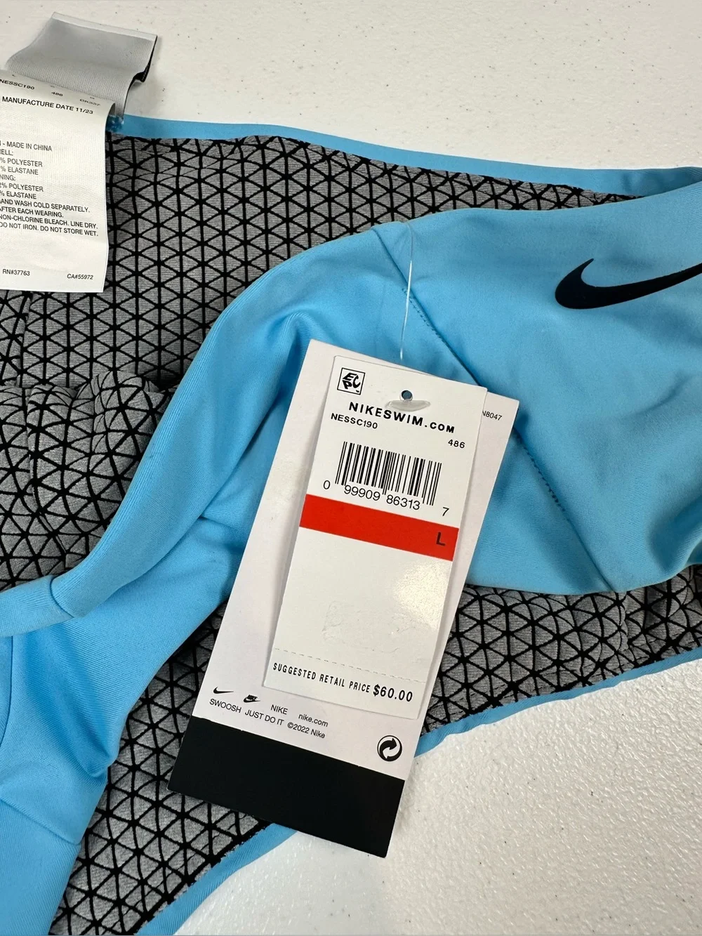 Nike Swim‎ Hydralock Cheeky Kickshort Bikini Bottom Large Blue Swoosh NWT